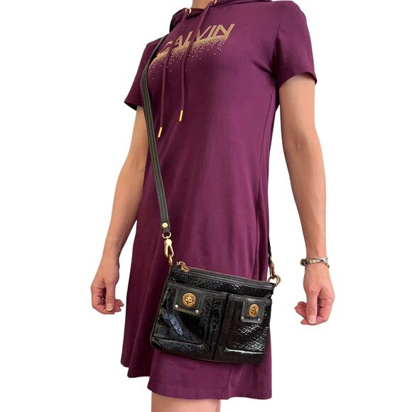 Marc by Marc Jacobs Totally Turnlock Percy Black Patent Leather Crossbody Bag - Picture 2 of 8